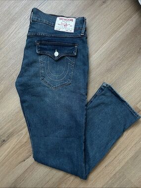 True Religion Indigo Blue Classic Pocket Jeans Ricky Relaxed Straight Leg